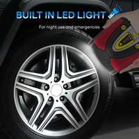 Compresseur d'air portable 12V 100psi ABS avec manomètre numérique détachable - Rétroéclairage bleu 5 LED, lumière d'urgence pour voiture