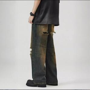 ผู้จัดจำหน่ายแบรนด์ต่างประเทศ --- กางเกงยีนส์ทรงตรงแบบขาดสไตล์ย้อนยุคยุโรปและอเมริกา - Product Image 3
