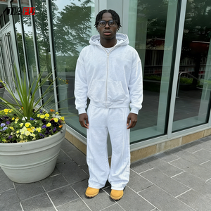 Set di Felpe con Zip Oversize e Pantaloni da Tuta Unisex di Alta Qualità, <span class=keywords><strong>Abbigliamento</strong></span> <span class=keywords><strong>Streetwear</strong></span> per Uomo, Tuta Sportiva Y2k Personalizzabile - Product Image 2