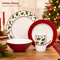 Service de table en céramique de Noël, décorations de fête, vaisselle en porcelaine rouge, cadeau, service de table de Noël en céramique, vente en gros personnalisée
