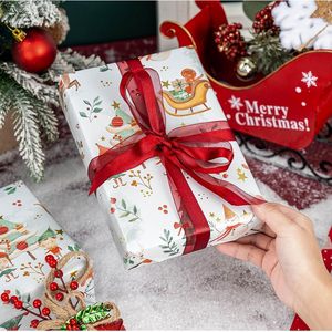 MAYPLUSS Christmas Wrapping Paper 17in X 33ft Santa Sleigh Tree Gnome Design Gift <b>Wrap</b> Holiday Packaging - Product Image 6