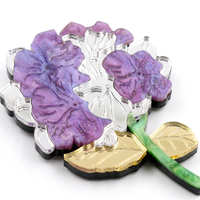 Broche Acrílico Tridimensional Inspirado en la Naturaleza |   Pin Floral de Hortensia Morada |   Broches Personalizados de Mariposa y Trébol