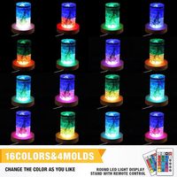 Base lumineuse LED ronde en bois RGB 10 cm, bois naturel, USB, intensité réglable, lumière blanche chaude, support d'affichage, lampe 3D, décoration de chambre à coucher DIY