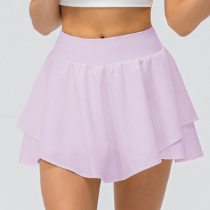 Jupe de sport décontractée pour femme, taille européenne OEM, légère, 3 couches, ourlet irrégulier, short intégré, poche, tennis - Product Image 5