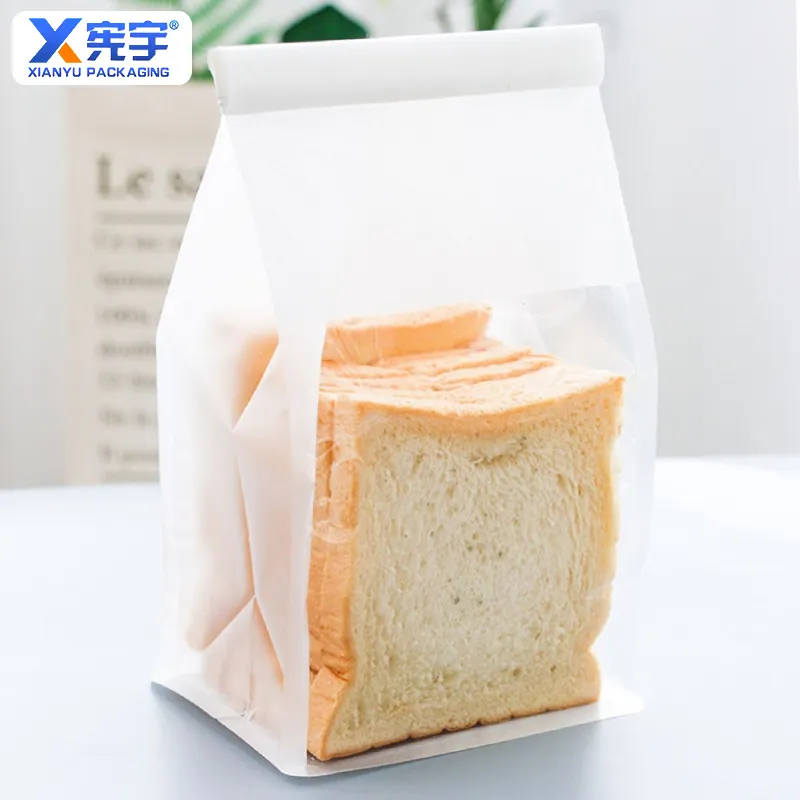 Hot bán tám bên niêm phong bánh mì nướng pháp Baguette túi nhựa trắng nâu sinh thái thân thiện Kraft túi giấy với cửa sổ