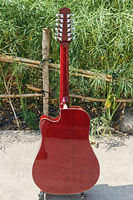 Gitar Akustik Elektrik Boult Hot Selling Glossy Spruce Top Mahogany 12 Senar 41 Inch Cutaway Warna Merah untuk Pecinta Musik