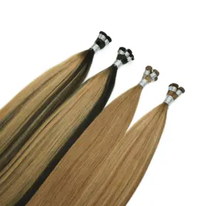 hand tied weft hair extension hand tied weft double drawn European blonde human hair weave bundles hand-tied wefts