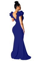 Vestido de Noche Elegante de Alta Calidad, Cuello en V, con Volantes, Sin Mangas, para Fiesta Formal, Vestido de Gala para Mujer