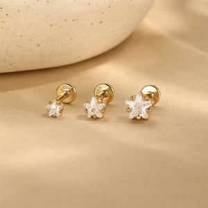 Piercing Labret en Argent Sterling S925 avec Zircon, Collection Animaux, Forme Mignonne, Dos Plat, pour Cartilage, Hélix, Tragus - Product Image 3