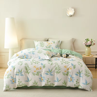 Parure de lit 4 pièces Alenhome 100 % coton pur imprimé floral, style pastoral frais, housse de couette et drap pour chambre à coucher