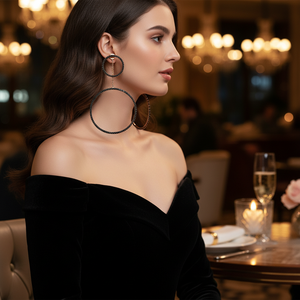 <b>Black</b> Zircon Circle Design <b>Dangle</b> <b>Earring</b> Turkish Wholesale 925 Sterling Silver Handcrafted Fine Jewelry - Product Image 3