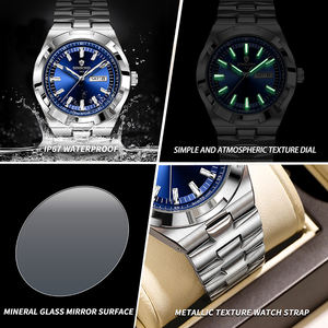 BINBOND 9420 Montre en acier très vendue, résistante aux rayures, avec calendrier lumineux, étanche 30M, montre pour homme - Product Image 6