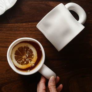 <b>Large</b> Quantity Customizable Unique Wavy Ceramic Coffee <b>Mug</b> Solid White Irregular Body Eco-Friendly Dishwasher Microwave Safe - Product Image 3