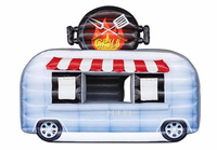 Kostenloser LOGO-Aufblasbarer Werbe-Kiosk Aufblasbarer Food Truck BBQ-Grill Stehender Bus Aufblasbarer Snack-Ausstellungsbus-Stand