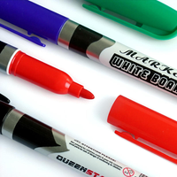 Marqueur effaçable à sec Queenstar QS-9500, 4 couleurs, pointe ronde, pour tableau blanc, idéal pour la salle de classe et les fournitures de bureau
