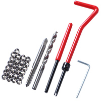 Kit de réparation de filetages durable 30 pièces rouge avec tarauds, forets et clés pour la restauration de filetages endommagés