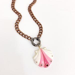 Collar metálico con colgante de Nariz de cerdo para mujer y niña, cadena con colgante de concha esmaltada, estilo cubano, para diario, promoción de BD-L1612 - Product Image 2