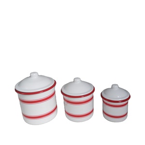 Enamel Canister Set Metal Canister Set For Kitchen Storage