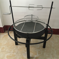 Barbecue Rotatif Multifonctionnel Haut de Gamme Moderne pour Bois de Chauffage, Gril de Jardin en Acier Corten avec Revêtement Noir Poudré, Certifié CE