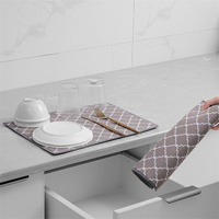 Tapis de séchage de cuisine en microfibre facile à nettoyer Rectangle séchage de la vaisselle lavable napperon de table doux maison