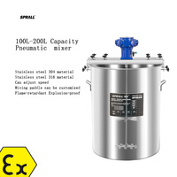 Agitateur pneumatique en acier inoxydable SUS304 SPRALL 200L 1000L, moteur haute précision, antidéflagrant, pour produits chimiques, colle, encre, shampoing