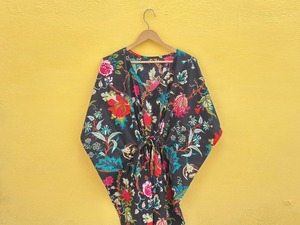 Caftán Indio de Algodón con Estampado Floral para Mujer, Túnica de Playa, Ropa de Verano, Vestido Maxi Tradicional de Algodón, Vestido Cómodo para la Noche, Ropa de Fiesta - Product Image 2