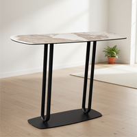 Table console moderne minimaliste nordique avec pieds en marbre, plateau blanc, élégante pour la salle à manger, ensemble de meubles de luxe et de chaises pour le salon