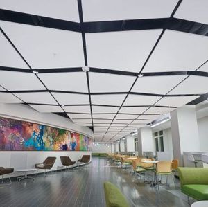 Qinsound hình chữ nhật Acoustic vách ngăn sợi thủy tinh cách âm thả gạch Trần cho nhà hàng văn phòng trưng bày nghệ thuật Bảo tàng - Product Image 4