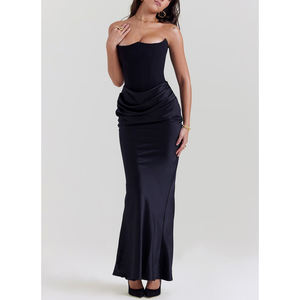 Produttori di abbigliamento cinese vestiti Sexy per le donne <span class=keywords><strong>abito</strong></span> da sera Bodycon <span class=keywords><strong>abito</strong></span> senza spalline elegante <span class=keywords><strong>lungo</strong></span> festa nera <span class=keywords><strong>abito</strong></span> da ballo - Product Image 1