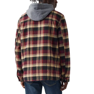 Veste doublée <span class=keywords><strong>Sherpa</strong></span> en coton écossais pour hommes avec capuche détachable double poches poitrine <span class=keywords><strong>surchemise</strong></span> matelassée pour vêtements de travail d'hiver - Product Image 2