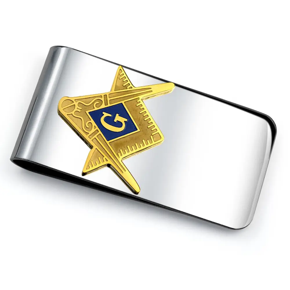 Hoge Kwaliteit Aangepaste Metalen Sterling Zilver Enamel Masonic Geld Clip Met Gepersonaliseerde Logo