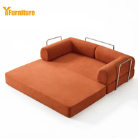 Canapé-lit convertible modulaire deux places en mousse haute densité avec structure en acier inoxydable pour salon et appartement, canapé compressé