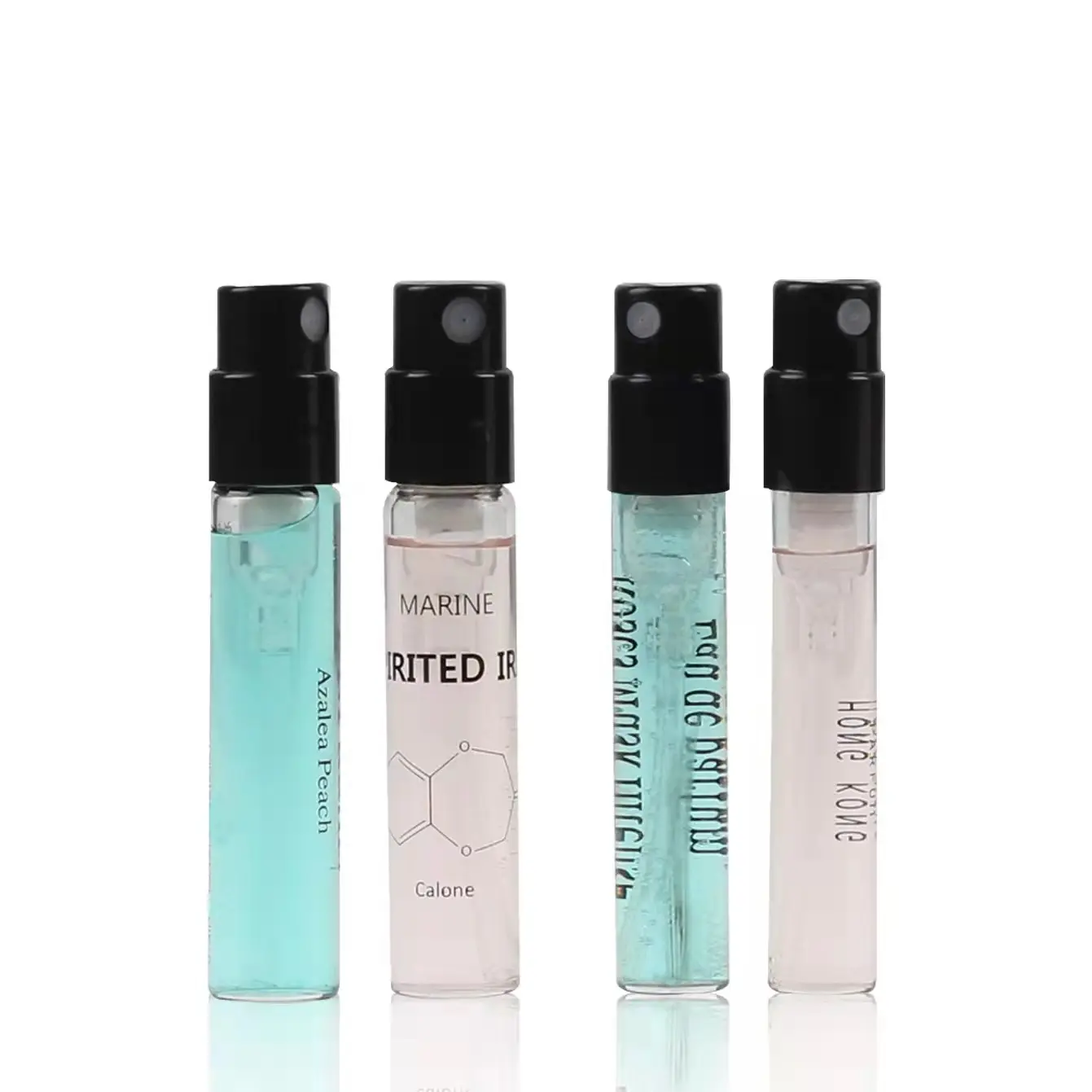 Custom logo print perfume test spray bottle 1.5ml 2ml 3ml mini black sample perfume vials bottles