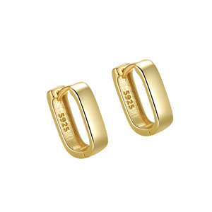Boucles d'oreilles simples en gros 925 argent Sterling géométrique carré <span class=keywords><strong>Huji</strong></span> Hoop ensemble pour filles Boutique bijoux cadeaux - Product Image 6