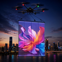 Écran publicitaire aérien flexible en maille LED transparente pour drones, idéal pour événements et concerts