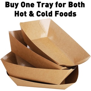 Tùy chỉnh giấy thực phẩm thuyền mỡ kháng Kraft thực phẩm khay dùng một lần bìa nâu phục vụ giỏ cho Hot Dog - Product Image 2