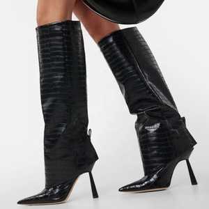 Botas Largas con Estampado de Piedras para Mujer, Tacones Altos, Punta Puntiaguda, Botines Sexys hasta la Rodilla, Superpuestos sobre Zapatos de Tacón de Aguja - Product Image 3