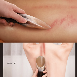 Cuerno Gua Sha Herramienta de masaje facial Respetuoso con el medio ambiente Cuerno de búfalo Guasha Stick para acupuntura Raspado Estilo Ángel - Product Image 1