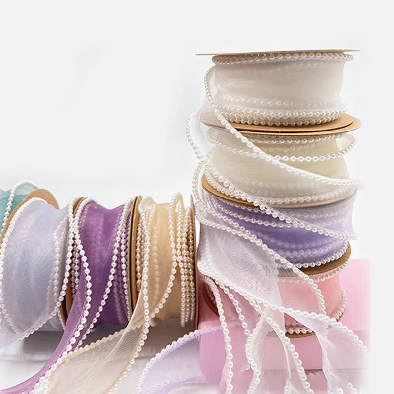 Pearl Fish Tail Yarn Ribbon Bow Fresh Flower Bouquet Gift Packaging Diy Handmade Bow Wavy Ribbon Cake Accessories Ribbon