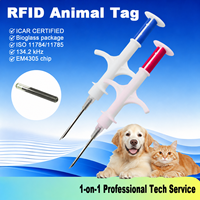 Microchip RFID Inyectable de BioVidrio 134.2kHz para Identificación de Mascotas con Jeringa Veterinaria
