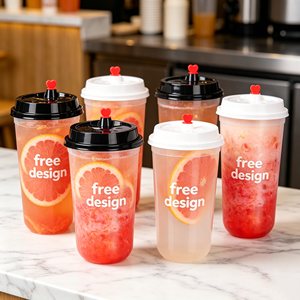 Offre Spéciale – Gobelet en plastique transparent PP de 500 ml pour boissons froides et chaudes, avec couvercle, personnalisable avec logo imprimé gratuitement - Product Image 1
