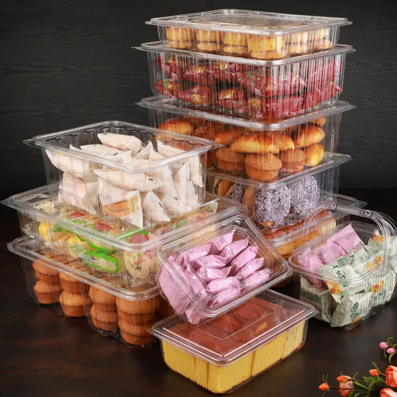 2KG 2.5KG büyük kapasiteli plastik gıda paketleme kabı Blister şeffaf gıda saklama kutusu Take Away tatlı pasta kek kutusu
