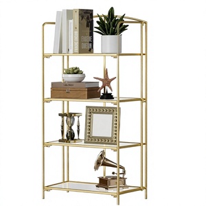 Étagère de salon pliable en bois et acier, style moderne et simple, avec rangement multi-niveaux - Product Image 2