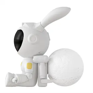 Çocuk hediyesi ay Bunny projeksiyon lambası akıllı 3D astronot lamba Spaceman gece işığı Sky Star projektör yeni tasarım