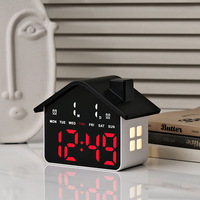 Reloj Despertador Electrónico LED de Plástico con Forma de Casa, Diseño Simple Multifuncional, Luz Nocturna