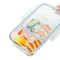 Conteneur alimentaire moderne en verre borosilicate avec couvercles à clipser, compatible micro-ondes et lave-vaisselle, pour préparation de repas avec valve de décompression