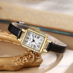 Nouvelle montre pour femme, style vintage de haute valeur, petit cadran carré, bracelet en cuir, montre rétro - Product Image 2