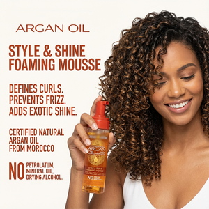 Mousse coiffante à l'huile d'argan de style marocain, tenue forte, brillance, crée des enveloppements doux, définit les boucles, ajoute une brillance exotique, mousse capillaire naturelle - Product Image 4
