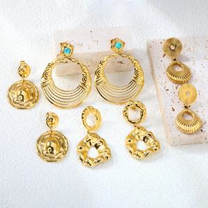 Pendientes de Acero Inoxidable Chapados en Oro, Redondos e Irregulares, Estilo Europeo y Americano, Joyería de Moda, Pendientes Largos Exagerados - Product Image 1