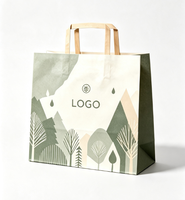 Sac en papier kraft à fond carré imprimé style nature, écologique, réutilisable, gaufré, avec logo personnalisé, recyclable, sac fourre-tout de luxe pour cadeaux